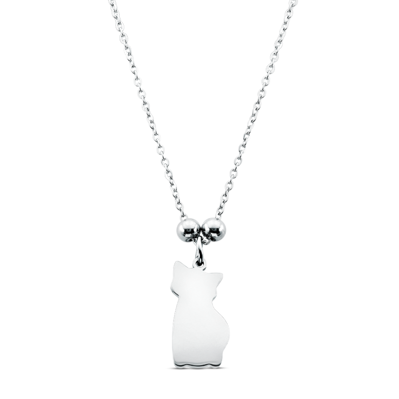 Collier pendentif chat commémoratif personnalisé – Nom gravé