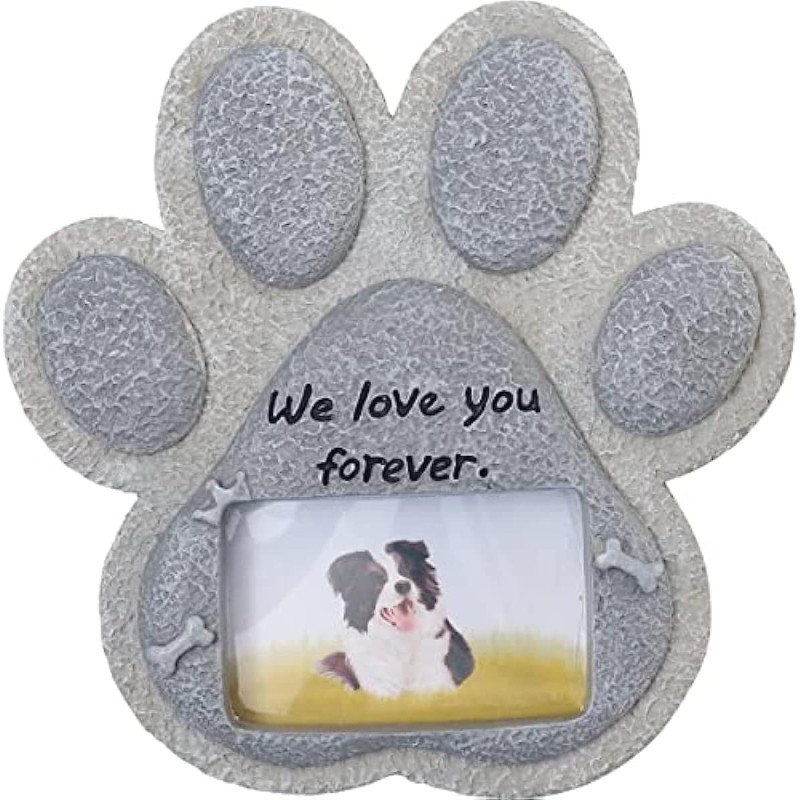 Plaque commémorative patte pour chien avec photo – Pierre souvenir en résine résistante aux intempéries pour jardin