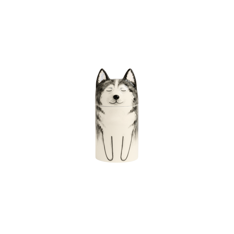 Urne pour chien artisanale en céramique personnalisée par race – Urne funéraire unique avec portrait peint et yeux fermés