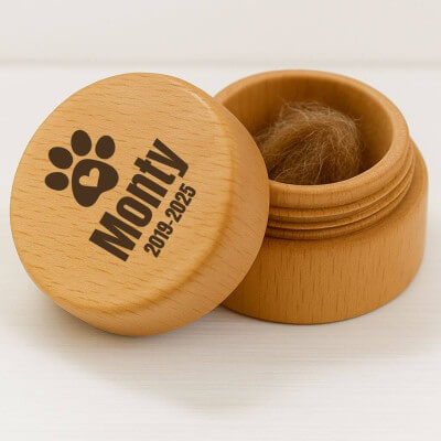 Coffret souvenir rond en bois pour chien, pour...