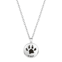 Collier urne funéraire pour cendres de chien rond personnalisé – Bijou commémoratif avec nom & empreinte de patte gravés