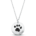Collier commémoratif rond patte de chien personnalisé – Empreinte de patte, nom & dates gravés