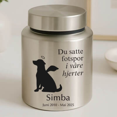 Urne pour chien cylindrique en acier inoxydable...