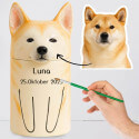 Urne pour chien artisanale en céramique personnalisée par race – Urne funéraire unique avec portrait peint et yeux ouverts