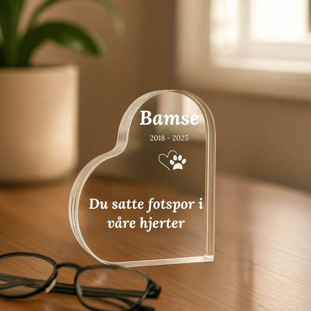 Plaque commémorative chien personnalisée – Souvenir cœur en acrylique pour animal avec nom, dates & message gravés