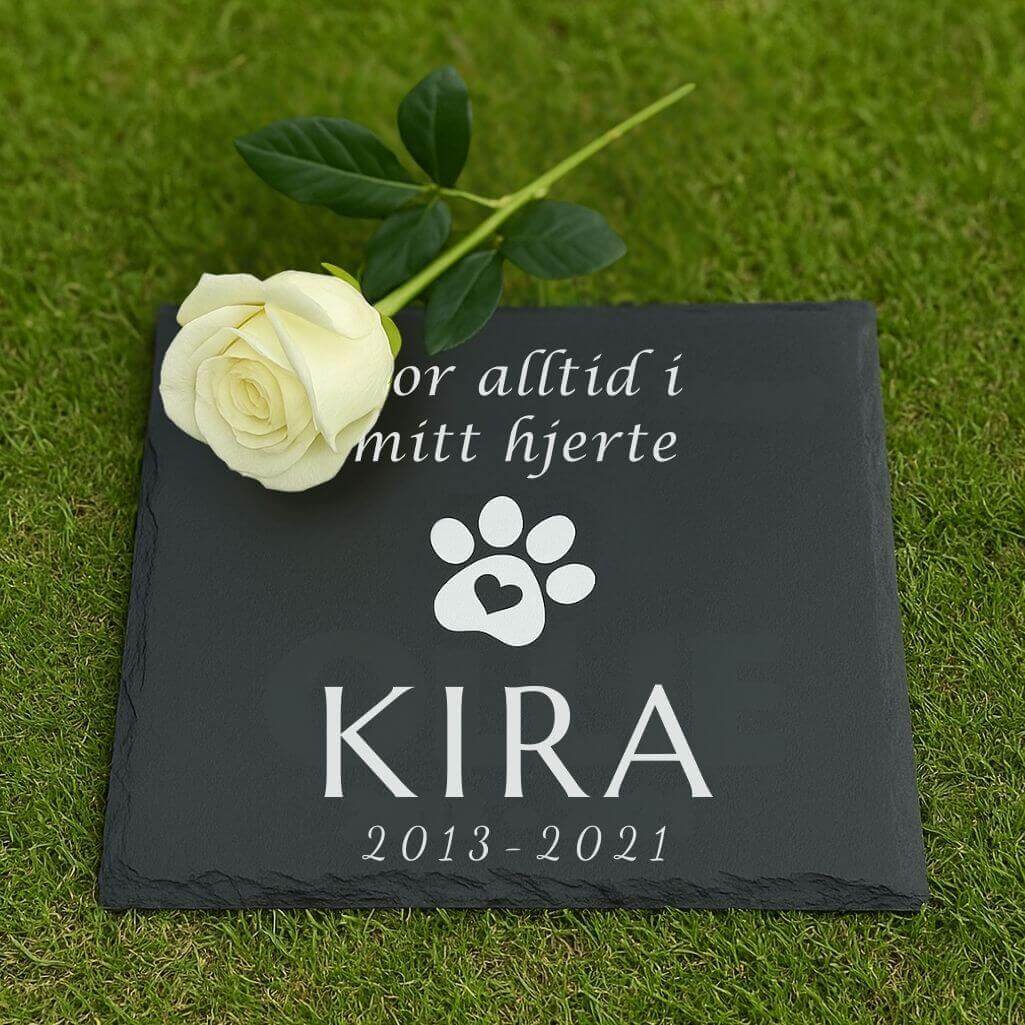 Pierre commémorative chien carrée personnalisée – Plaque souvenir en ardoise avec nom, dates & message