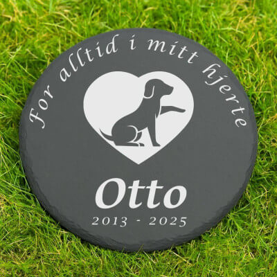 Personlig rund hundegravmarkør til hund–...