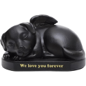 Urne funéraire ange endormi noir pour chien – Monument souvenir d'extérieur en résine et urne funéraire pour cendres d’animal